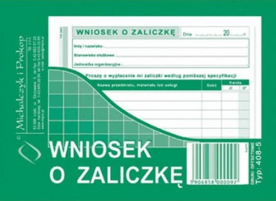 Michalczyk I Prokop Wniosek O Zaliczkę W Sklepie Taniaksiazkapl 0118